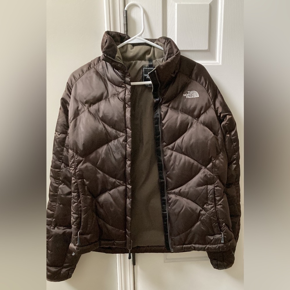 Brown North Face winter jacket
